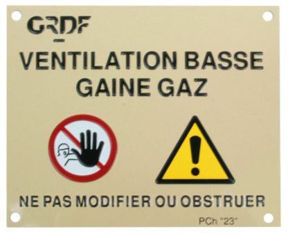 XA896 - Plaque ventilation basse gaine gaz - par 25